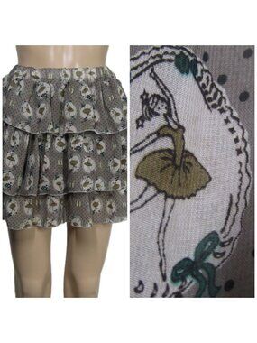 Ballet Ballerina SHEER Ruffled Tiered Novelty Fairy Lolita Twee Mini Skirt S